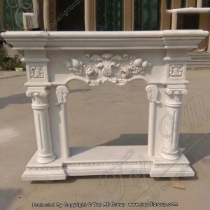 Classic white stone marble fireplace mantel with pillars TAFM-027