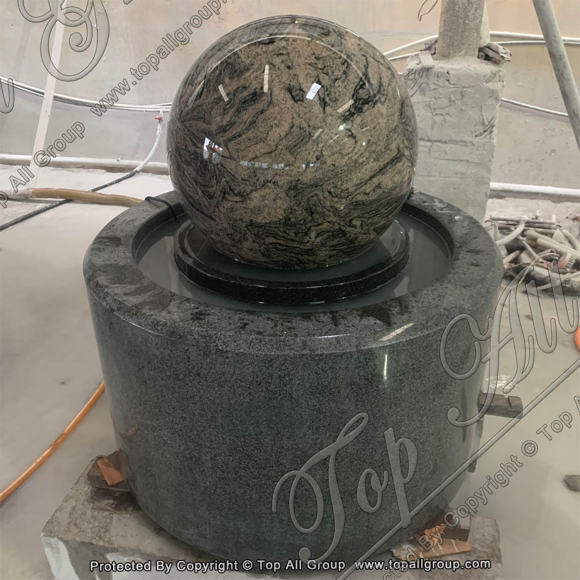 Cloudscape Granite Rolling Sphere With Grey Base Fountain