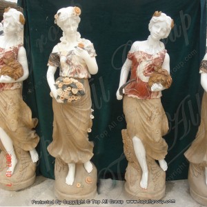 Գունագեղ մարմարե կանանց չորս սեզոնի արձան պարտեզի համար TPFSS-032