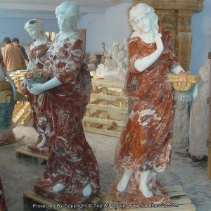 Налаштуйте кольорову мармурову ручну різьбу садову кам'яну скульптуру чотирисезонні жіночі статуї TPFSS-044