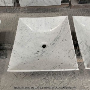 Customized White Marble Stone Bathroom Sink TASS-008