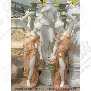 Decorative Outdoor Life Size Marble Lady lamp statue TALP-024