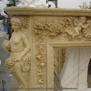 European Cultured Flower Carved Marble Fireplace Surround TAFM-024