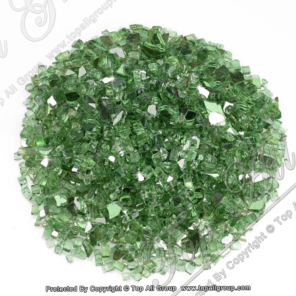1/4” Evergreen Reflective Fire Glass detail pictures