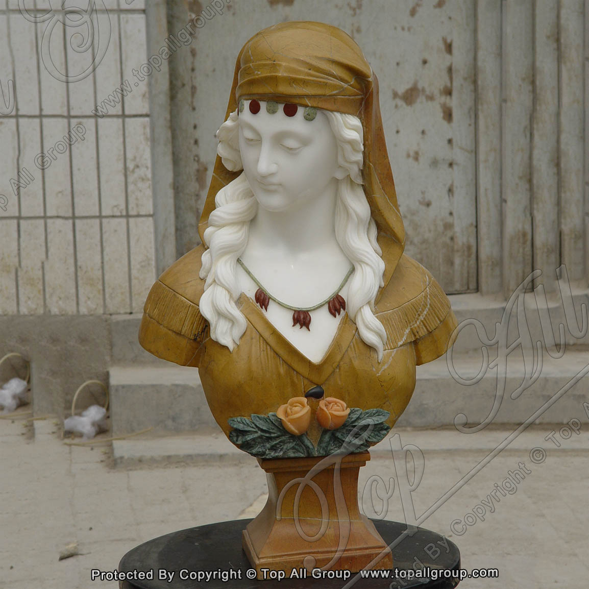 Factory direct sale natural stone marble veiled lady bust statues