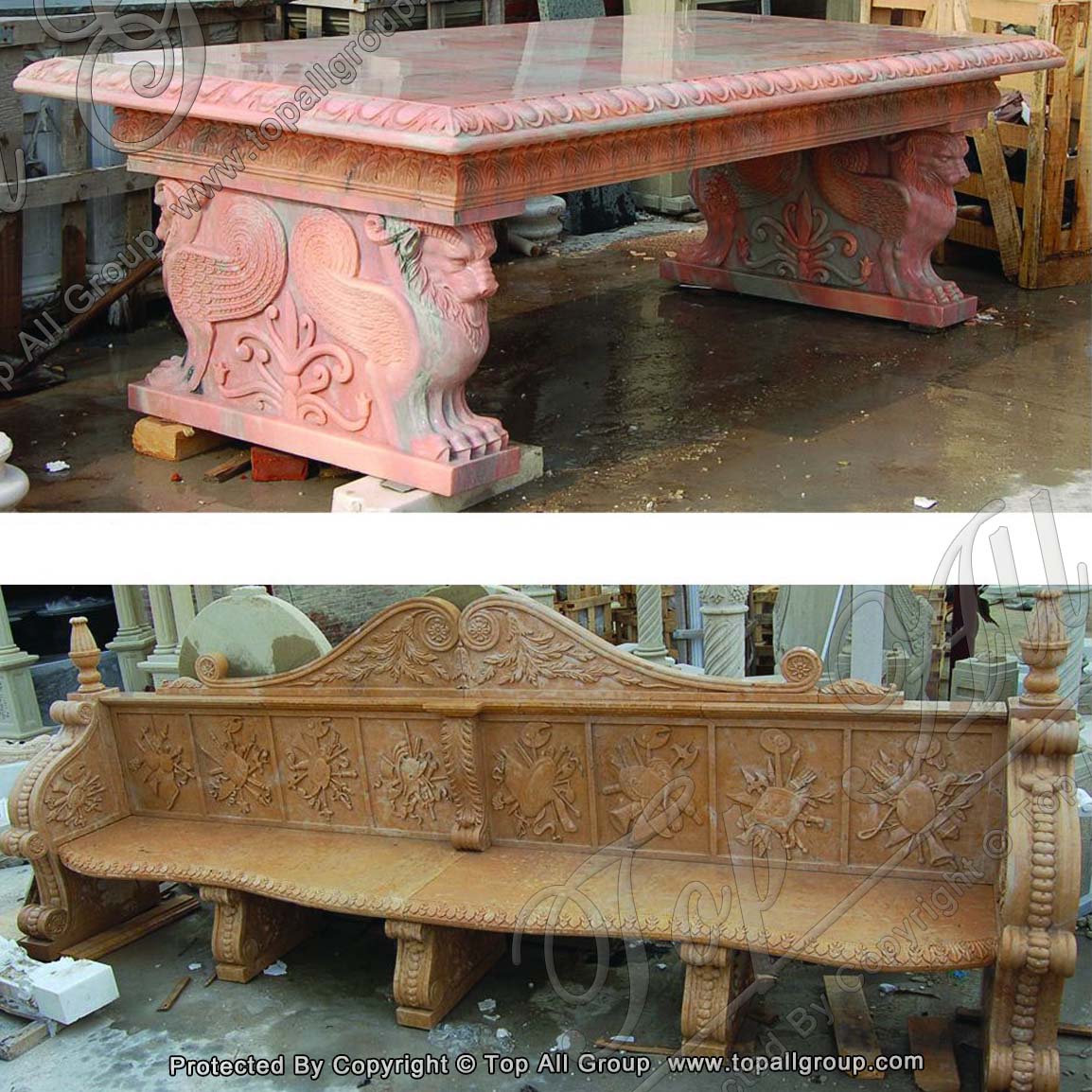Fatory directly Garden marble table and bench