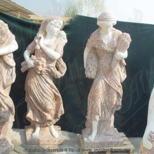 פסל שיש מלאך ארבע עונות לבן TPFSS-028