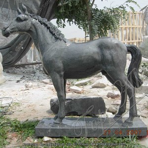 Garden Black Marble Sculpture ມ້າມ້າ TAAS-021