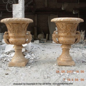 Garden Carved Marble Flower Pot Sculpture TAFV-035