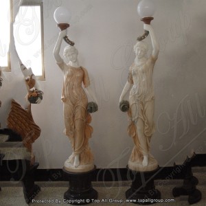 Gardd Addurno Cerfluniau Marble Lady gyda lamp TALP-011