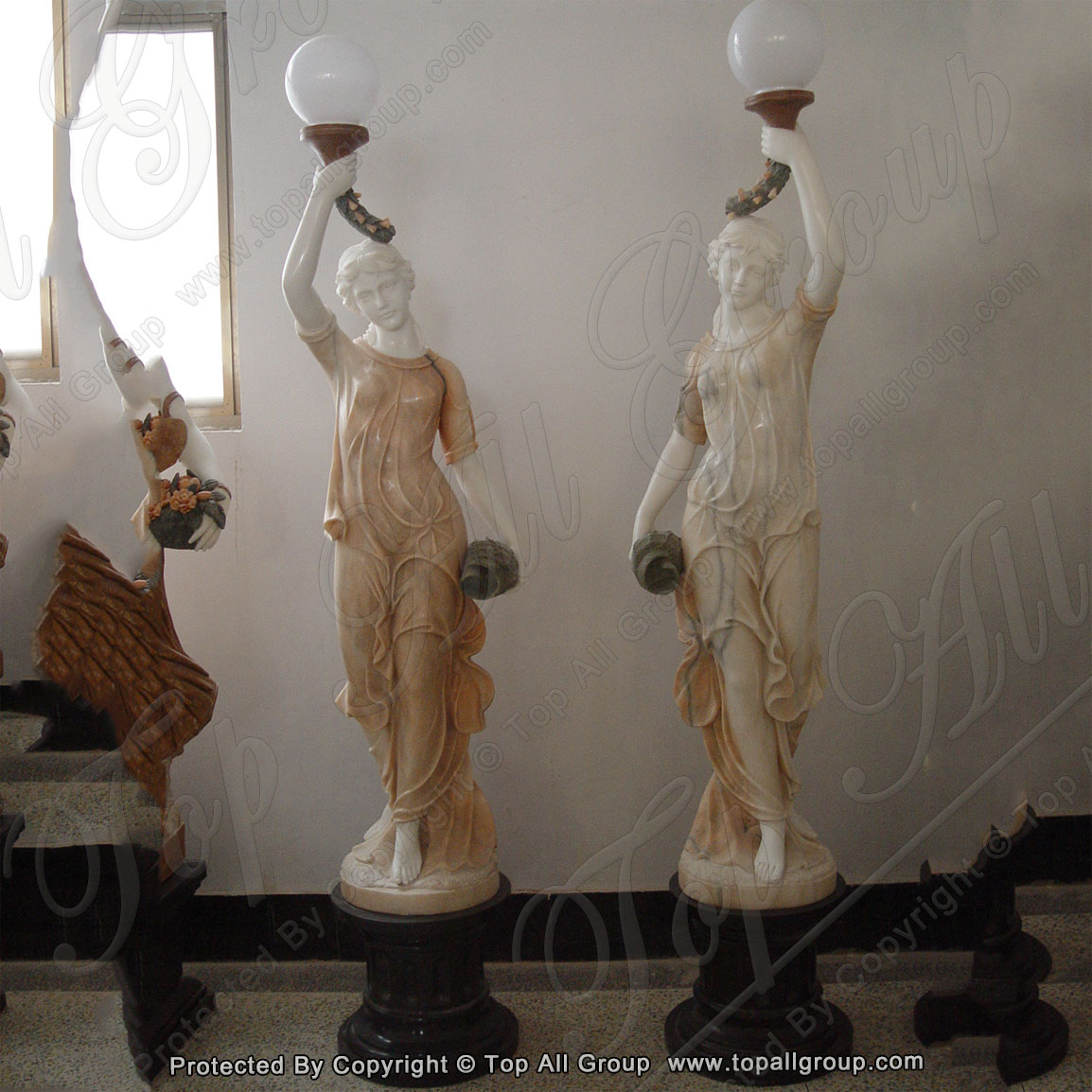 Garden Decorating Marble Lady Statues with lampGarden Decorating Marble Lady Statues with lamp
