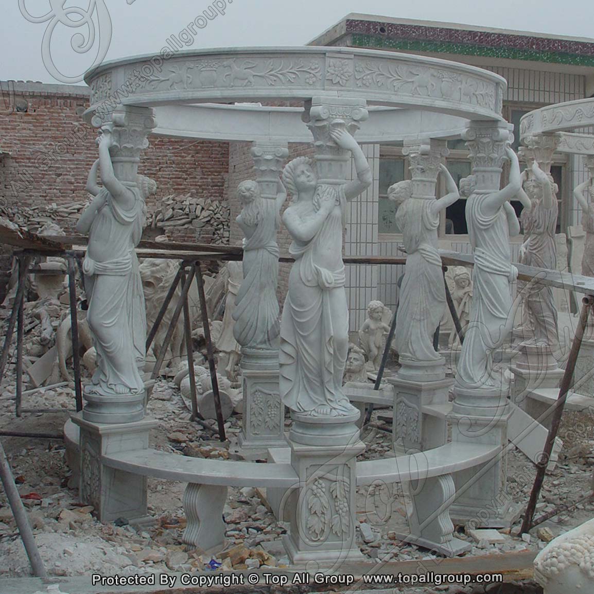 Gazebo With Roman Female Sculpture