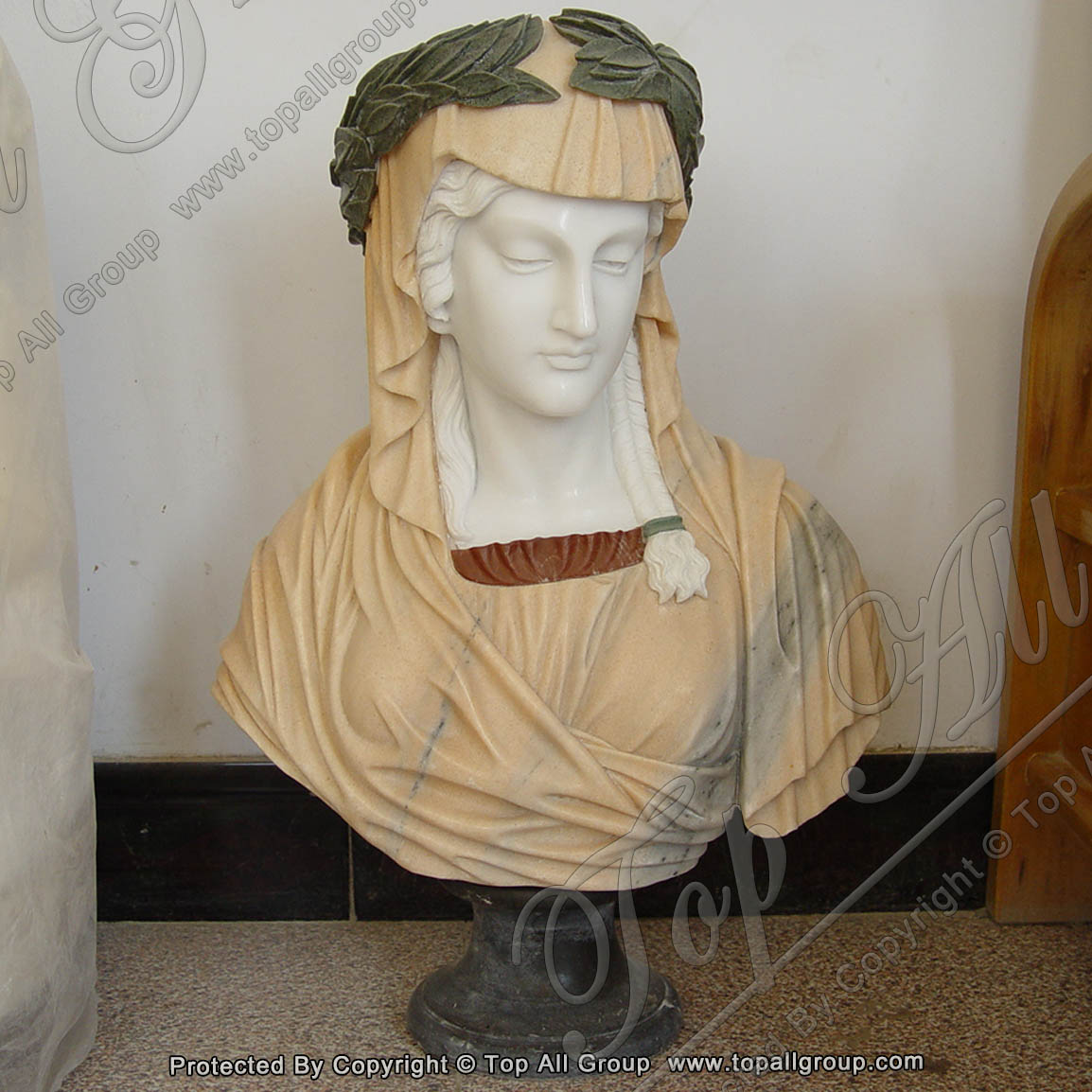 Girl Marble Bust Statue Head Sculpture