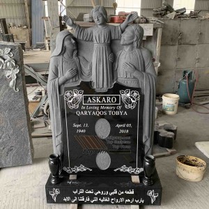OEM/ODM Supplier Oriental White Marble Serving Tray - Black Granite Holy family headstone tombstone TATBS-012 – Top All Group