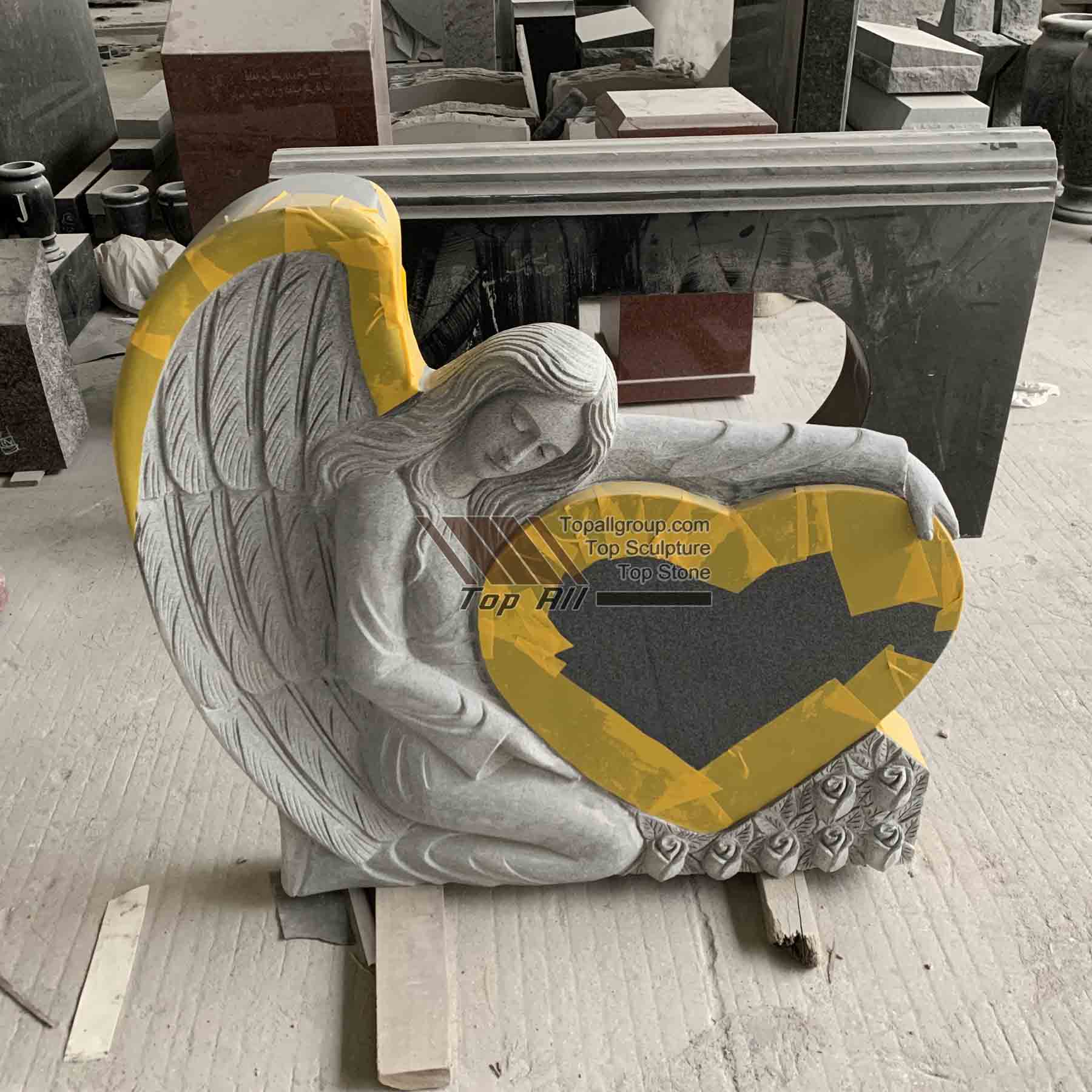 OEM Customized Ball Water Fountain -
 Gray granite angel heart tombstone TATBS-013 – Top All Group