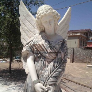 Green Marmor Angelum Statue cum Base-025