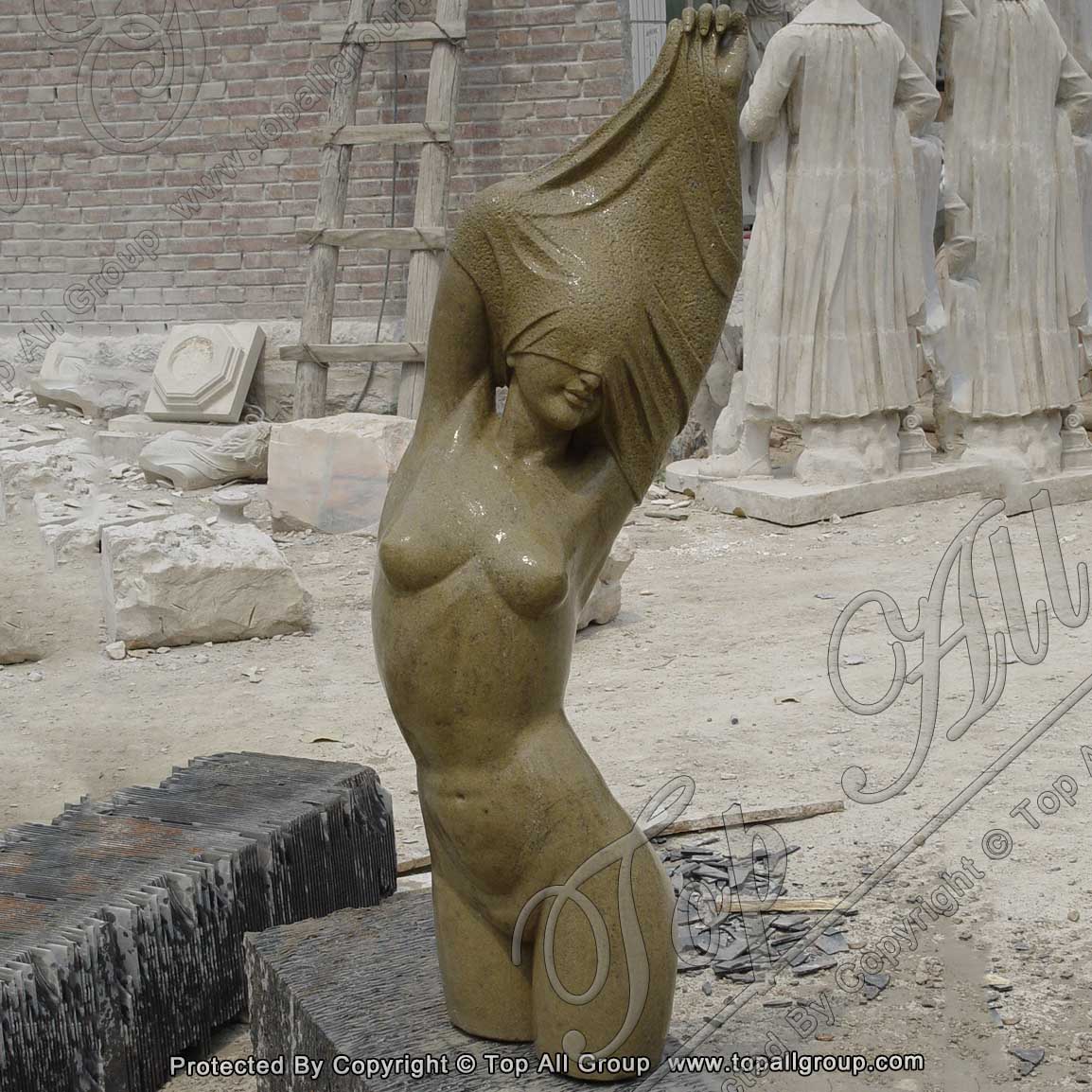 Green Marble Nude Women Bust Statue TABS-039 detail pictures