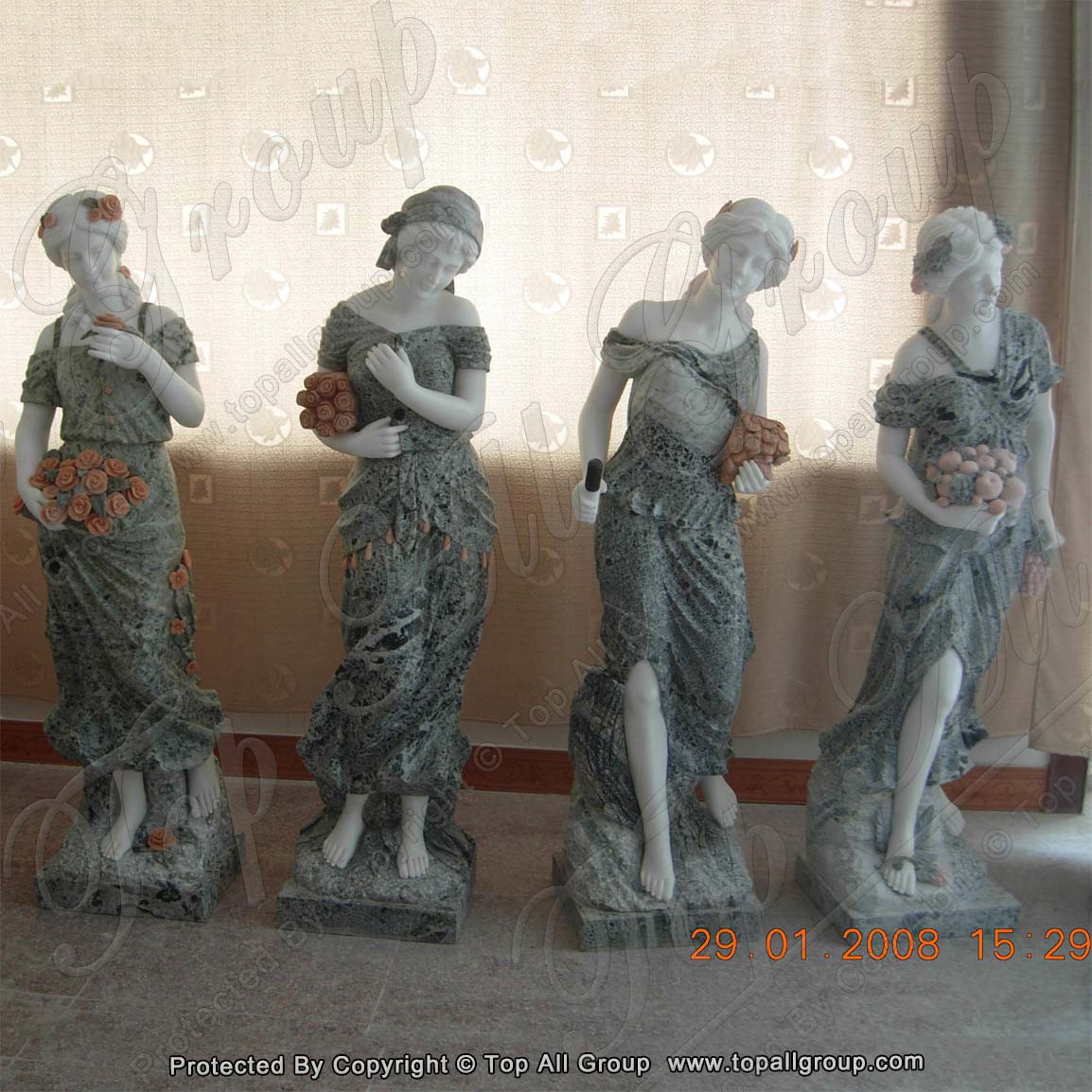 Green marble life size four season marble statue for garden TPFSS-023 detail pictures