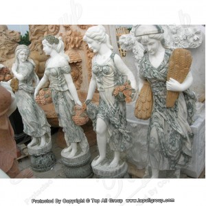 Green marble women four season sculpture for garden TPFSS-031