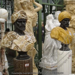 Hand Carved Black Face Marble Bust Statue TABS-077