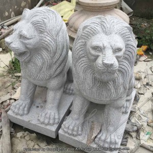 Handgeschnitzen Grey Granit Lion Skulptur TAAS-006