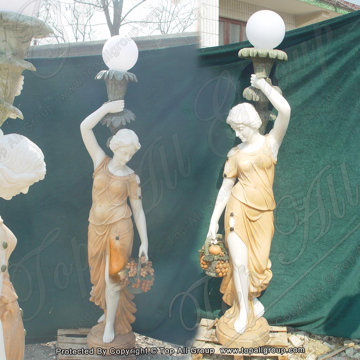 Factory For Gazebo With Statue -
 Hand Carved Marble Garden Lamp Sculpture TALP-022 – Top All Group