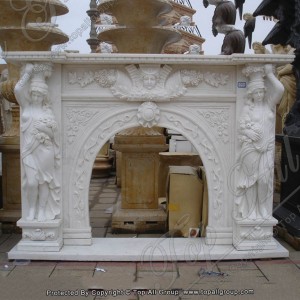 Hand Carved Natural Stone Life Size Marble Fireplace Mantel TAFM-022