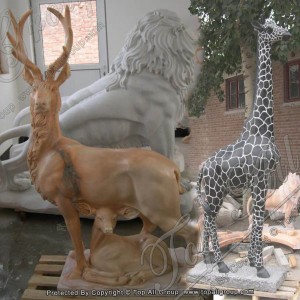 Hand Carved Nature Marble Deer Statue TAAS-035