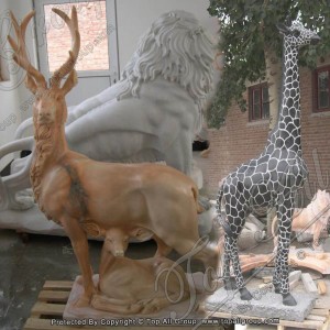 Inukit ng Kamay na Marble Deer Statue TAAS-035