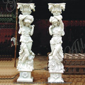 Hand Carved Outdoor Sexy Lady Statue Marble Column TAMC-038