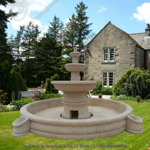 Hand Carved Yellow Garden Fountain TAGF-21