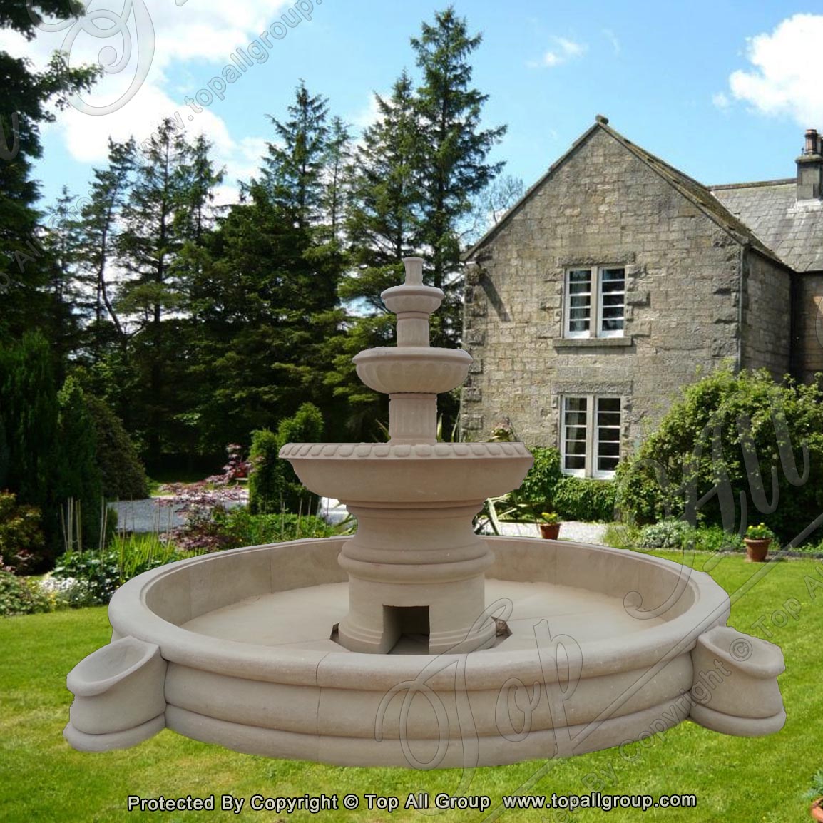 Hand Carved Yellow Garden Fountain TAGF-21 details pictures