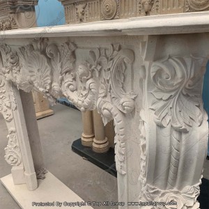 Hand Carved marble flower style fireplace mantel TAFM-009
