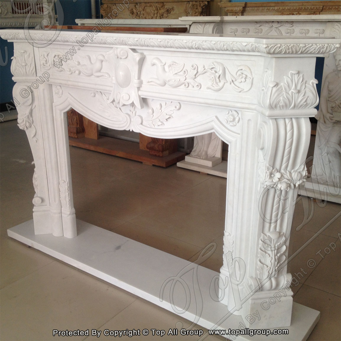 Hand Carved natural stone Customized marble Fireplace Surround 1