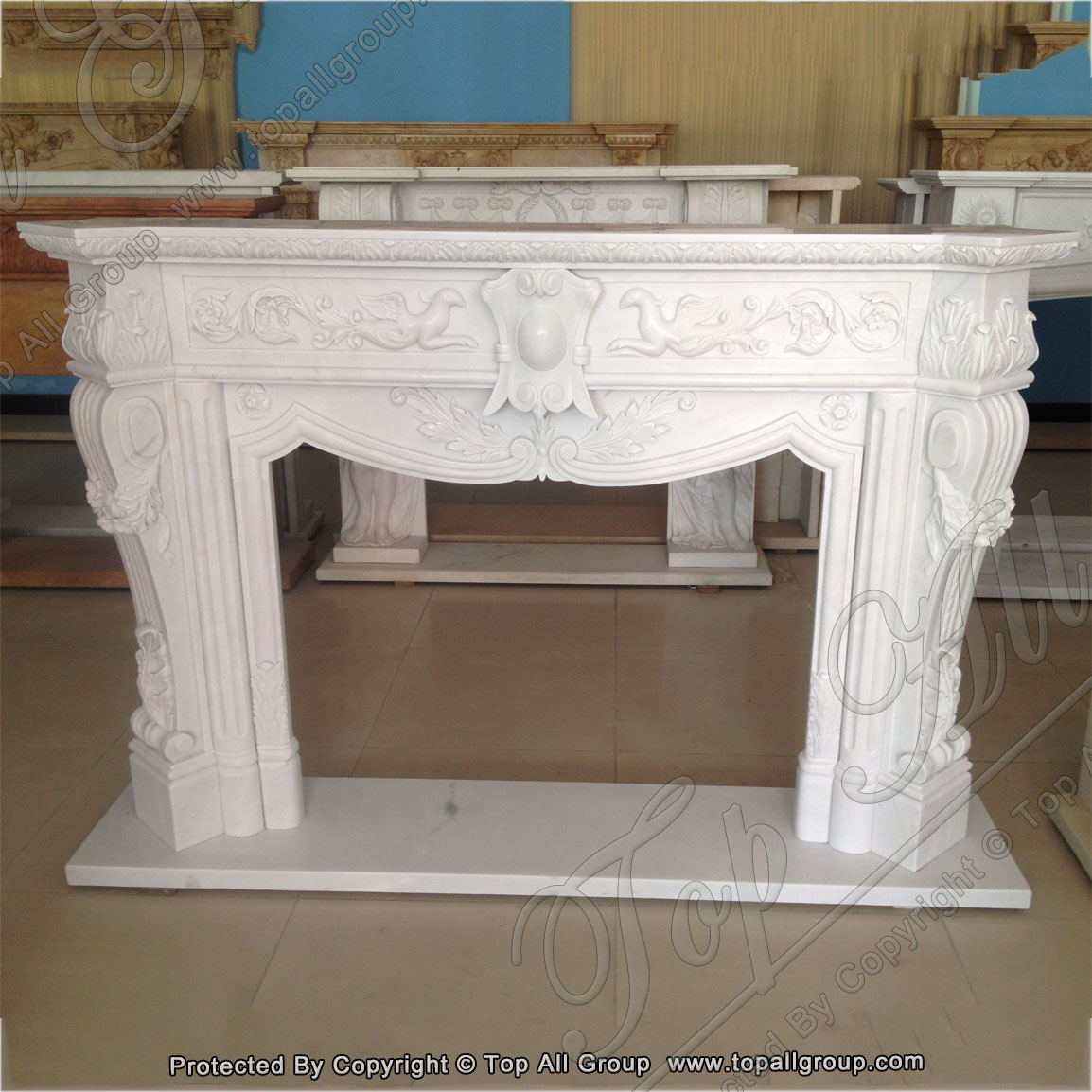 Hand Carved natural stone Customized marble Fireplace Surround TAFM-040 detail pictures