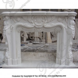 Hand carved Indoor white marble fireplace TAFM-015