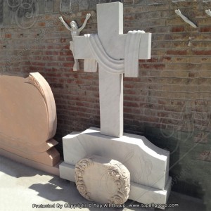 Ọwọ gbe Marble Cross headstone TARS043