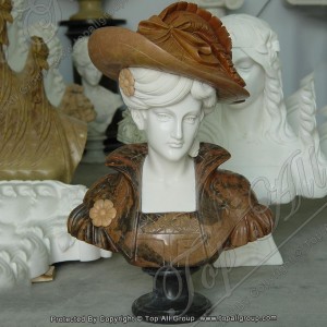 Hand carved brown marble lady bust statue TABS-018