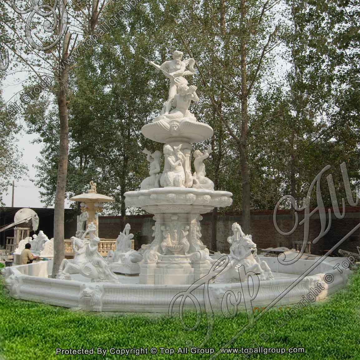 Hand carved marble water fountain