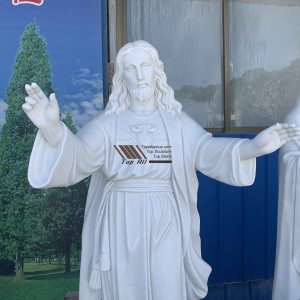 Mane ĉizita bonveniga Jesuo-marmora statuo 72 vivgranda TARS025