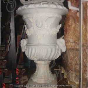 Hand carved white marble flower vase TAFV-009