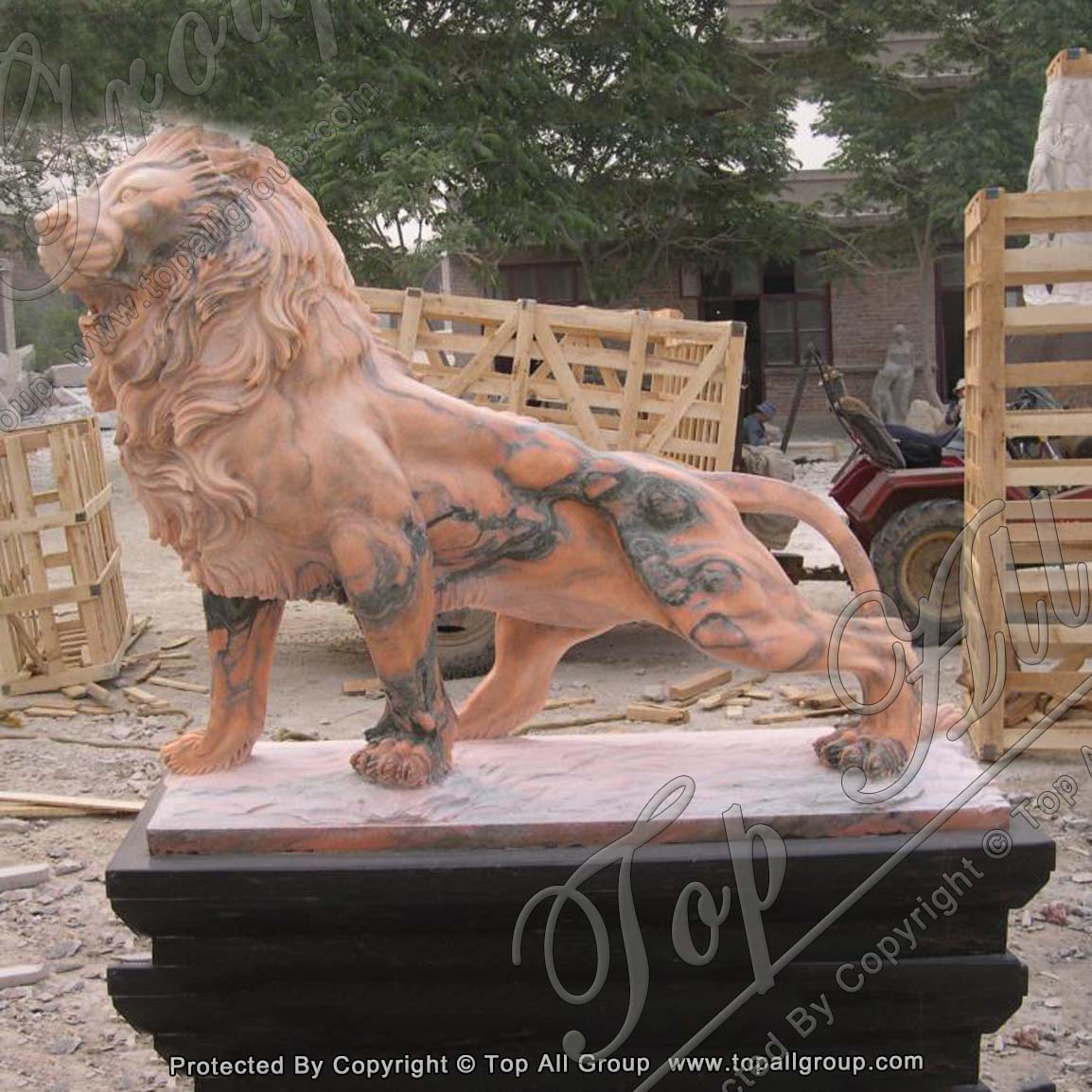 Hand-made Carving Stone Lion with Marble Statue Sculpture
