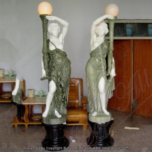Handcarved Decorative Marble Lady Statue Lamp  TALP-003