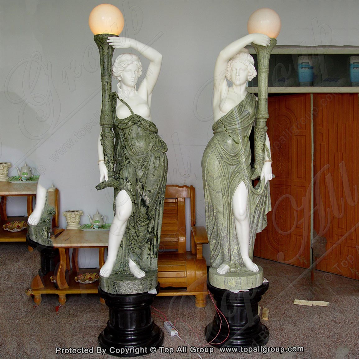 Best Price for Black Ball Fountain - Handcarved Decorative Marble Lady Statue Lamp  TALP-003 – Top All Group detail pictures