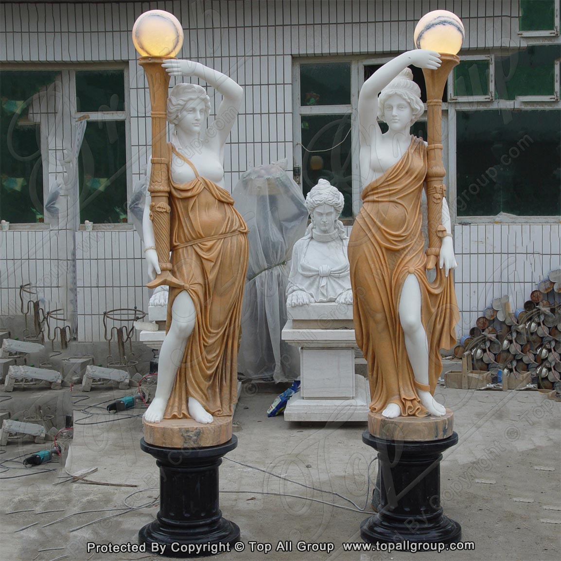 Handmade decorative lamps marble statue with lamp