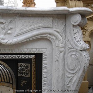 Hand made white french white marble fireplace mantel for wholesale TAFM-028