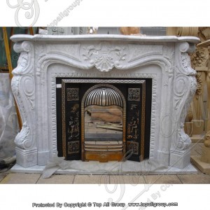 Eskuz egindako marmolezko marmolezko tximinia zuria TAFM-028 handizkarako