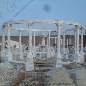 Zoo tes carved sab nraum zoov lub neej loj marble round gazebo TAGG-045