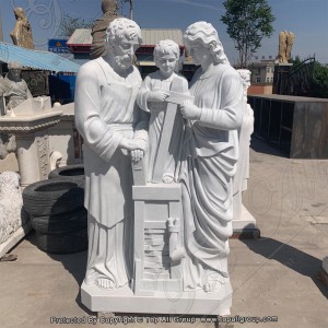 Sankta Familio de Maria Jozefo kaj Bebo Jesuo Marmora Statuo TARS037