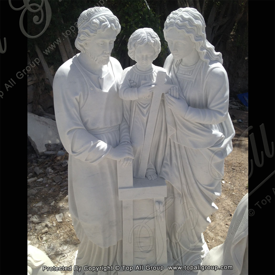 Holy Family religious marble sculpture